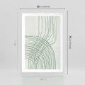 Plakat w ramie 50x70 - Migotliwa Spokojna Zieleń - zielony plakat, abstrakcyjne splątane linie - rama biała