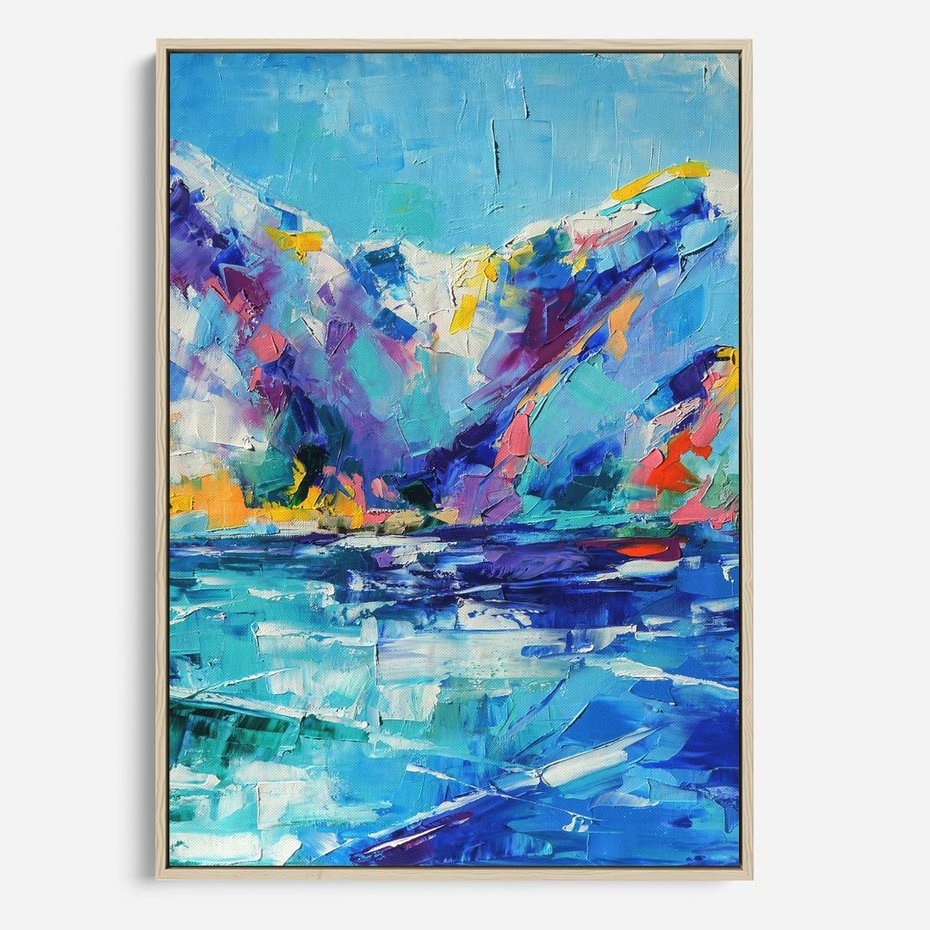 Obraz w ramie 50x70 - Mistyka Górskich Marzeń - abstrakcja, pejzaż gór - rama drewno