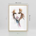 Plakat w ramie 50x70 - Abstrakcyjny portret kobiecy - grafika, kobieta - rama drewno
