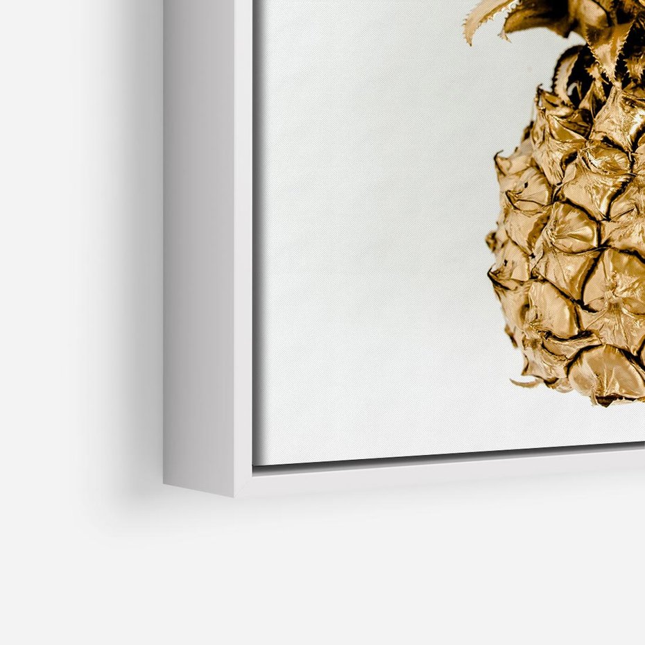 Obraz w ramie 50x50 - Ekskluzywny Akcent - złoty, ananas - rama biała