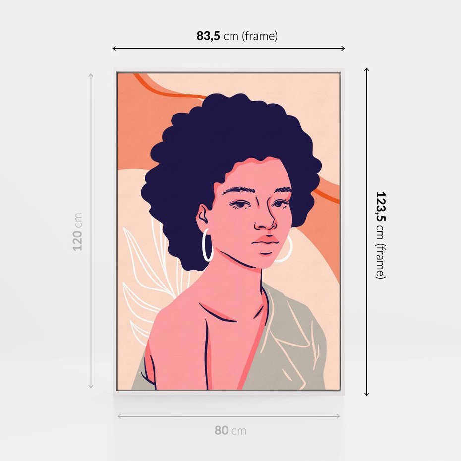 Obraz w ramie 80x120 - Kobiecy Kształt Świata - nowoczesny plakat, styl retro - rama biała