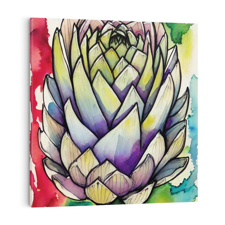 Obraz na płótnie 70x70 - Zamknięte w Roślinie - abstrakcja, akwarela