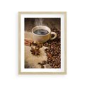 Plakat w ramie 30x40 - Kawowa filiżanka pełna aromatu - kawa, filiżanka - rama drewno