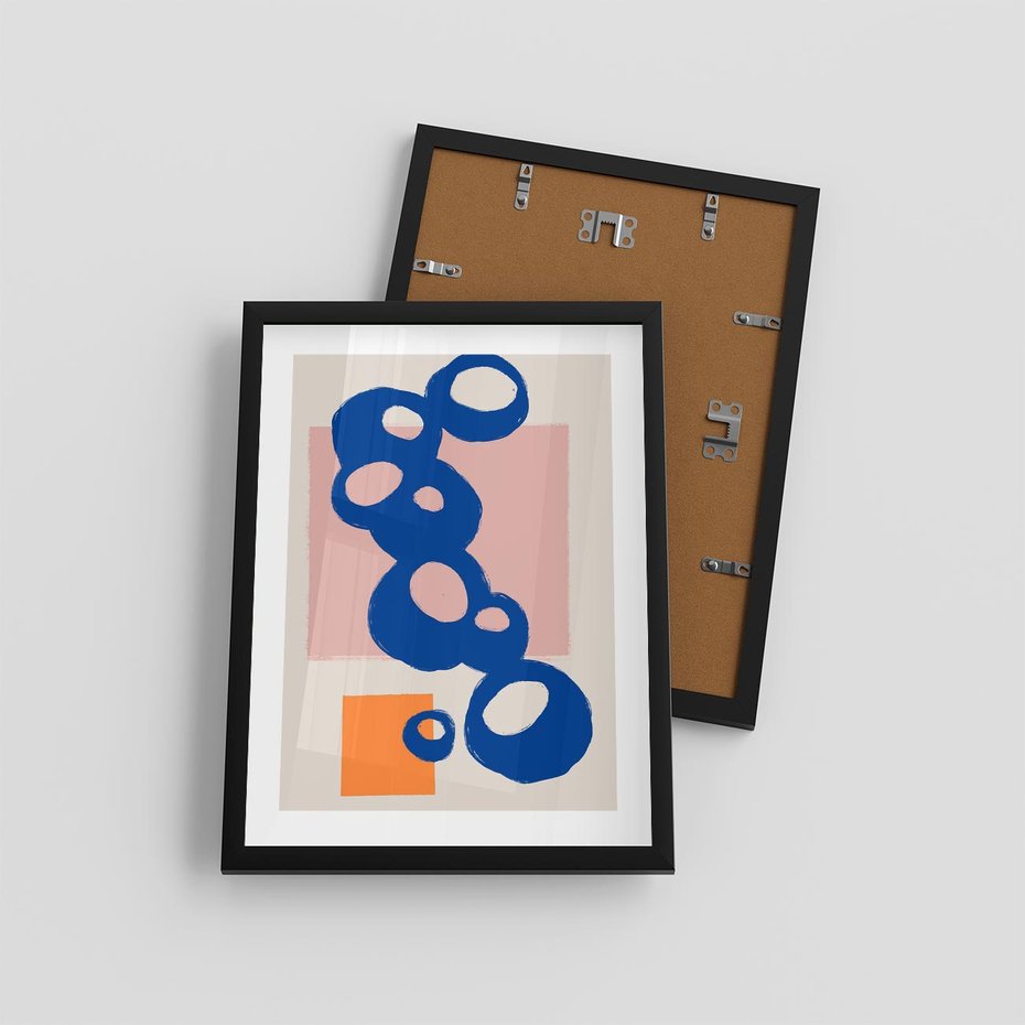 Plakat w ramie 30x40 - Migocące Plamiste Echa - abstrakcja, nowoczesny plakat - rama czarna