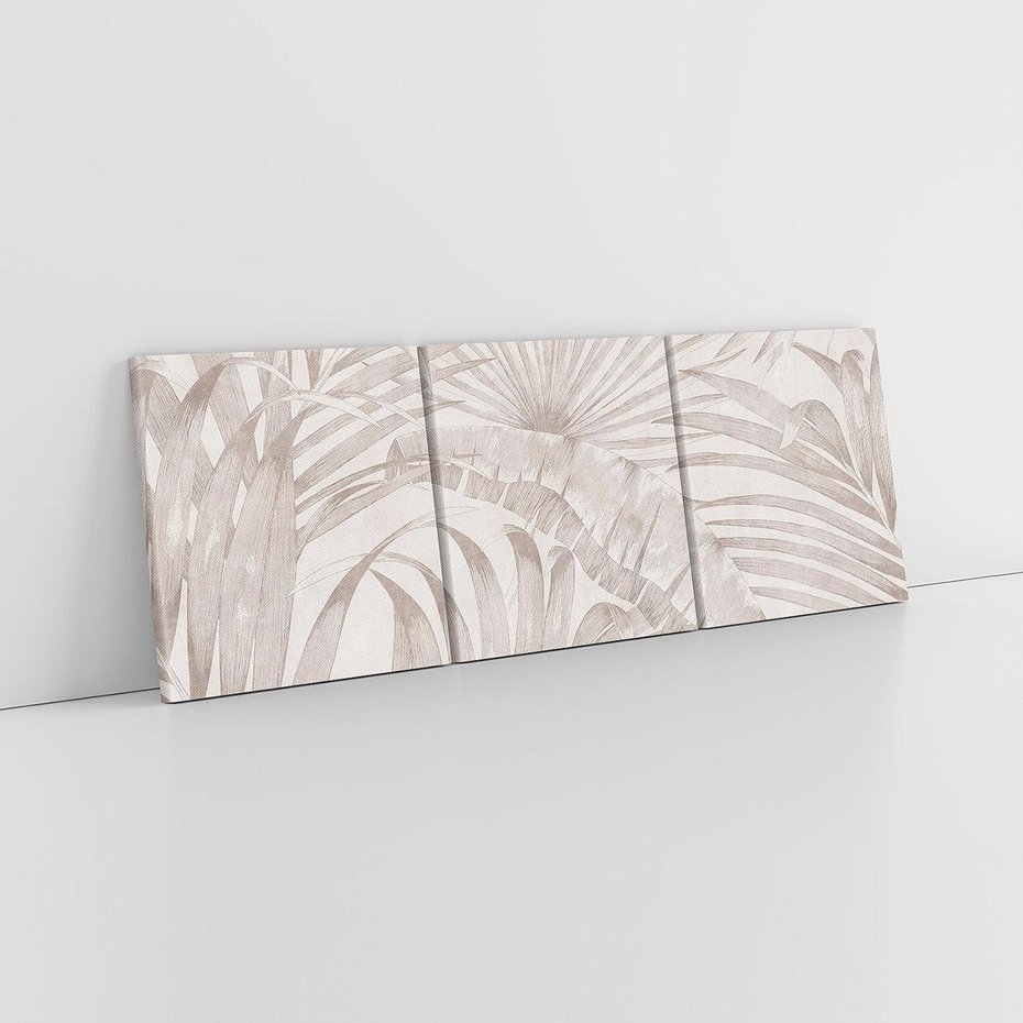 Obraz na płótnie 120x40 - Odsłonięte liściowe wspomnienia - monochromatyczne, kolory sepii