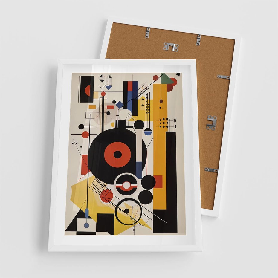 Plakat w ramie 50x70 - Wnętrza Refleksyjnego Światła - modernistyczny obraz, styl bauhaus - rama biała