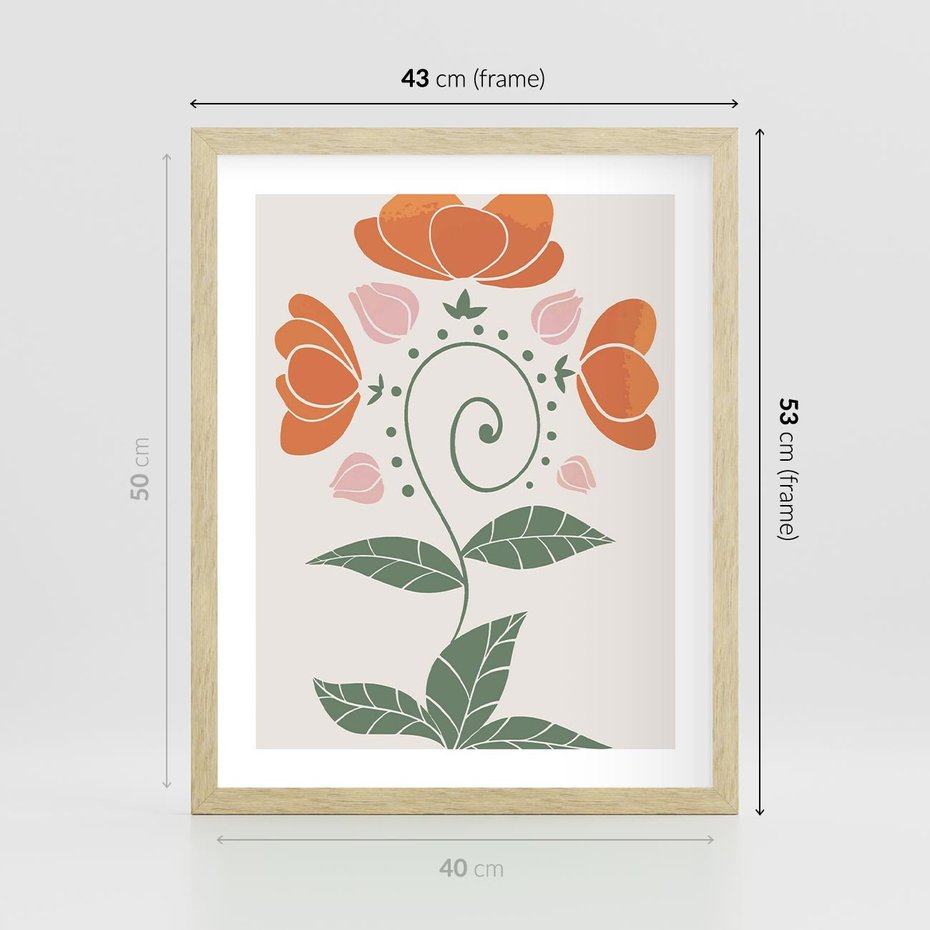 Plakat w ramie 40x50 - Migocące Kształty Kwiatów - kwiaty polne, plakat - rama drewno