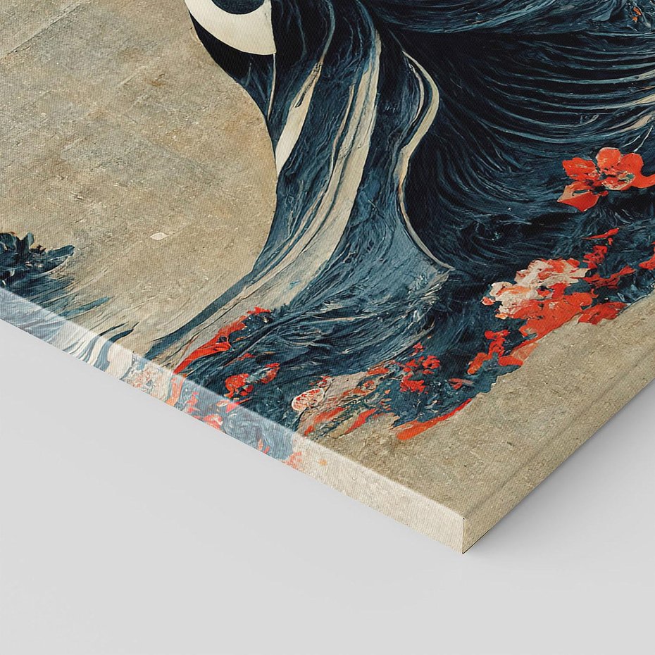 Obraz na płótnie 120x80 - Requiem dla marzeń - sztuka japońska, fale oceanu