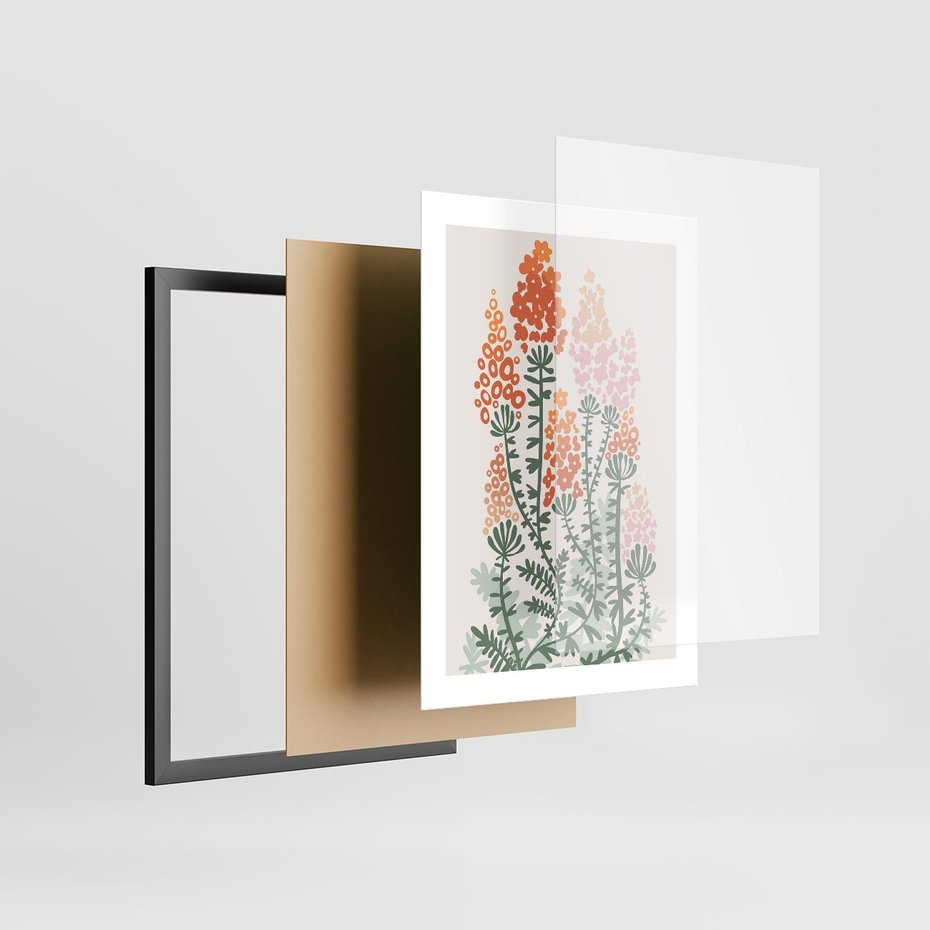 Plakat w ramie 30x40 - Kwiatowe Uniesienia - kwiaty polne, plakat - rama czarna