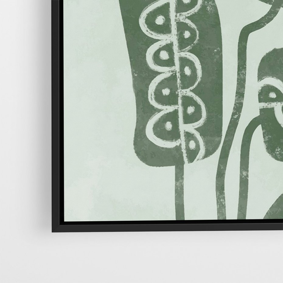 Obraz w ramie 70x100 - Nurtująca Zieleń - abstrakcyjny zielony motyw, skandynawski design - rama czarna