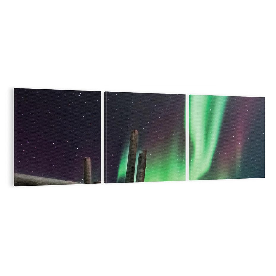 Obraz na płótnie 120x40 - Zorza polarna w tajemniczej nocnej przestrzeni - zorza, polarna