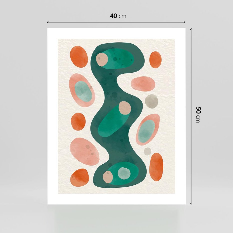 Plakat bez ramy 40x50 - Wewnętrzne Spektrum - abstrakcyjne formy, dominujący kolor zielony