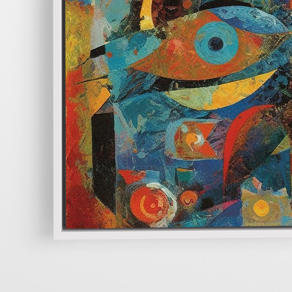 Obraz w ramie 70x100 - Migotliwe Przesunięcia Konturów - abstrakcyjny obraz, sztuka abstrakcji - rama biała