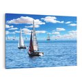 Obraz na płótnie 70x50 - Łódki na morzu i niebo - łódki, morze