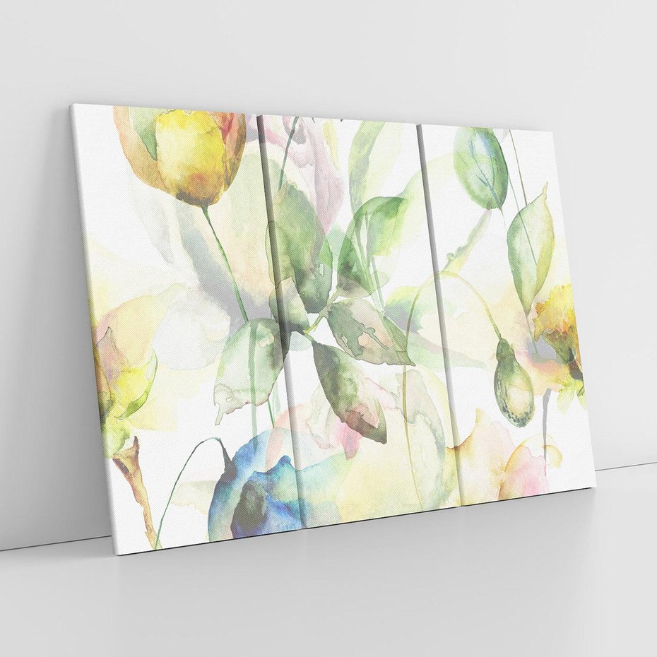 Obraz na płótnie 120x80 - Delikatne Kolory - akwarelowe, kwiaty