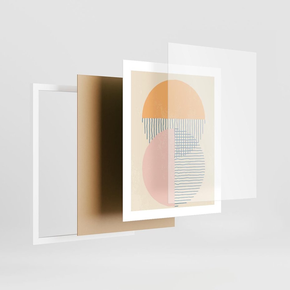 Plakat w ramie 40x50 - Migotliwe Wzory - geometryczne kształty, koła - rama biała