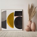 Obraz w ramie 80x80 - Tajemnice sztuki odkryte - geometryczne półkola, kształty - rama drewno