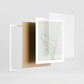 Plakat w ramie 40x50 - Zielona Równowaga Linii - abstrakcyjne delikatne zielone linie, nowoczesny plakat - rama biała