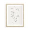 Plakat w ramie 40x50 - Jedna Linia, Dwie Twarze - minimalistyczny plakat, dwie twarze - rama drewno