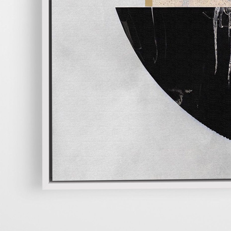 Obraz w ramie 80x120 - Biało-Czarne Formy - nowoczesna geometria, koło - rama biała