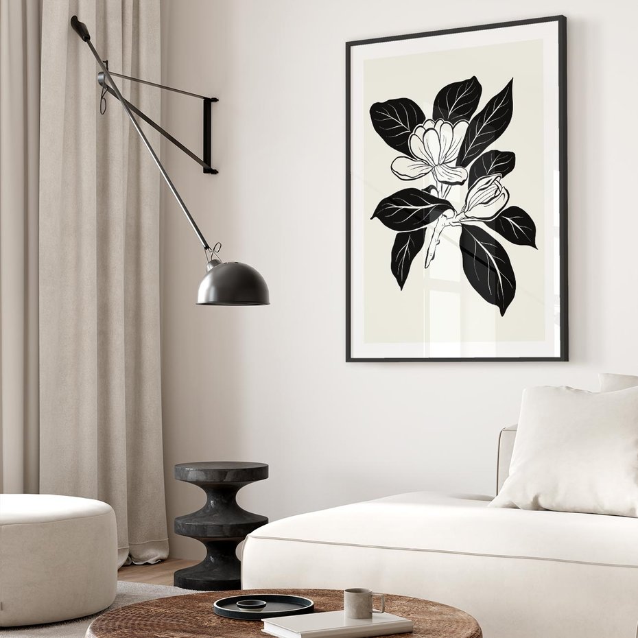 Plakat bez ramy 30x40 - Spojrzenie w kształty kwiatów - kwiaty magnolii, minimalizm