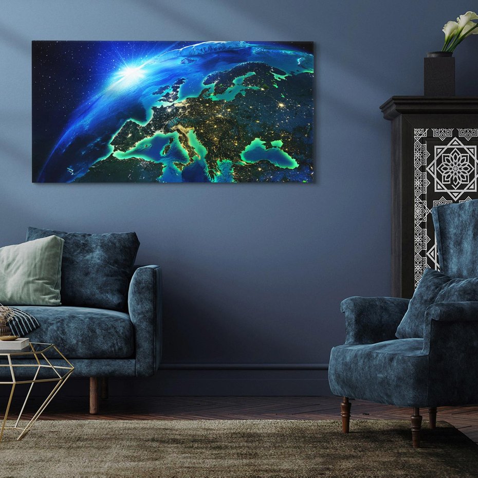 Obraz na płótnie 120x60 - Kosmiczna podróż: piękno Ziemi - kosmos, ziemia