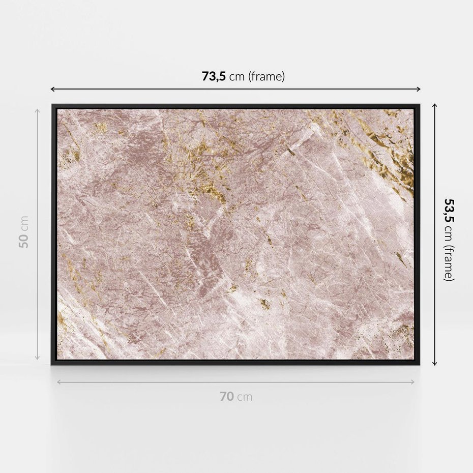 Obraz w ramie 70x50 - Wyjątkowa Stylizacja - marmur, złoto - rama czarna