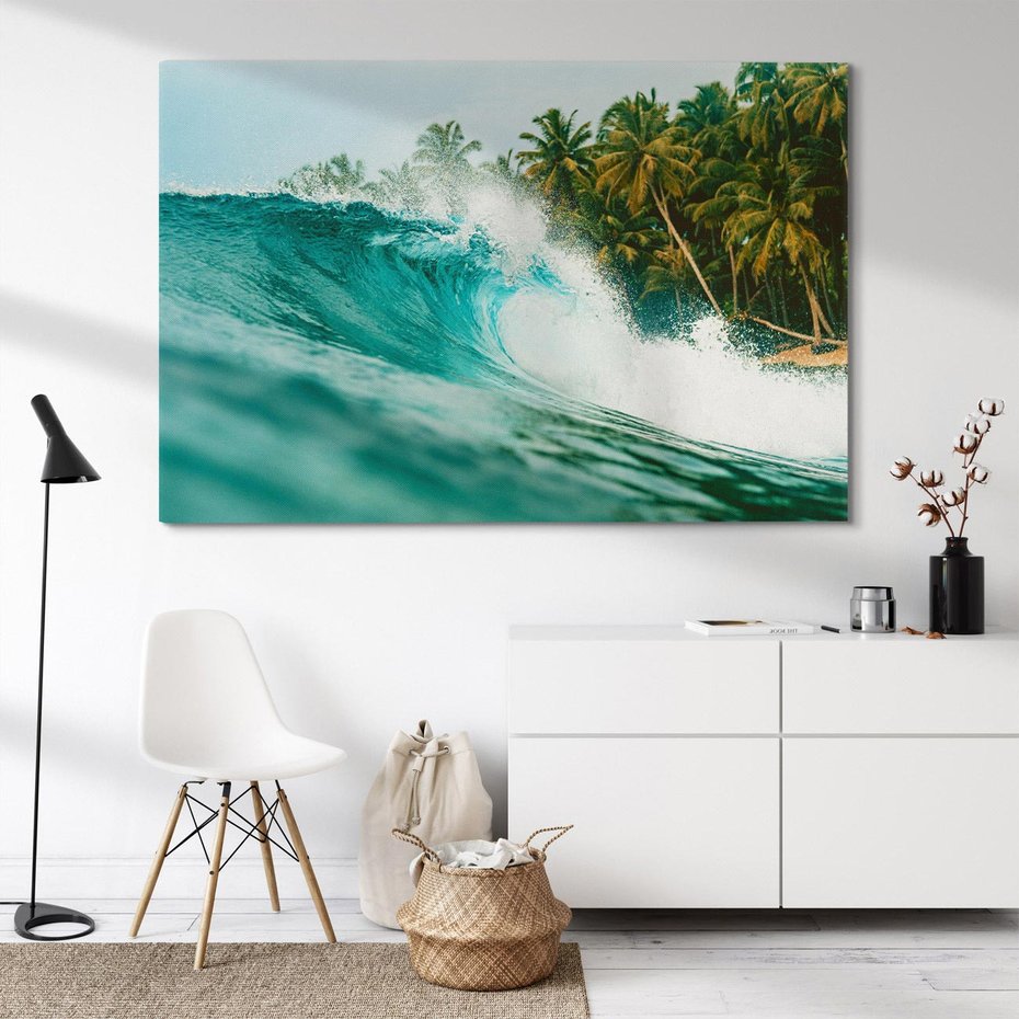 Obraz na płótnie 70x50 - Rajskie Wybrzeże - fotografia, duża fala