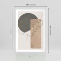 Plakat w ramie 50x70 - Jedną Linią: Kobieca Twarz - abstrakcja, plamy w tle - rama biała