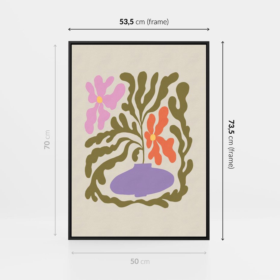 Obraz w ramie 50x70 - Kolorowe Echa - kwiaty, abstrakcja - rama czarna