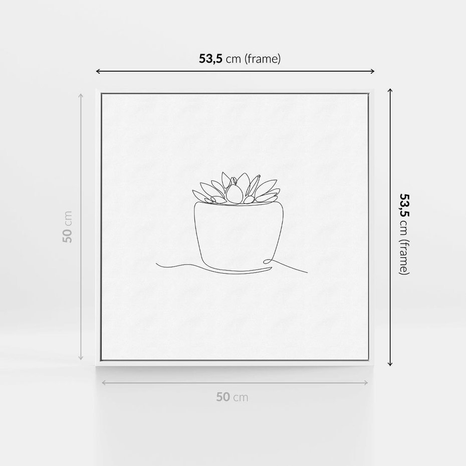 Obraz w ramie 50x50 - Rozkwitające Echa - szkic, minimalizm - rama biała