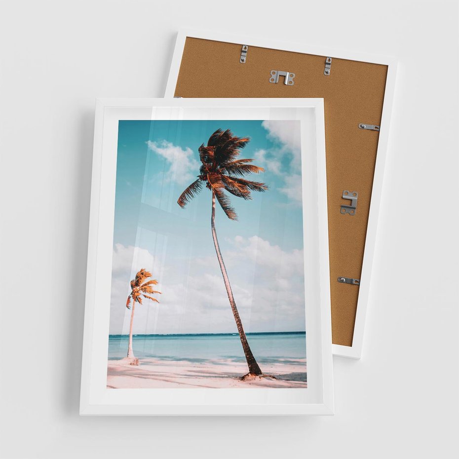 Plakat w ramie 50x70 - Raj na Ziemi - plaża, ocean - rama biała