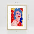 Plakat w ramie 40x50 - Nowoczesna Twarz - nowoczesna grafika, kolorowa twarz kobiety - rama drewno