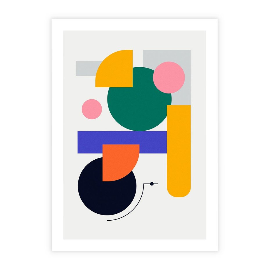 Plakat bez ramy 21x30 - Przestrzenne Innowacje - nowoczesna sztuka, geometryczna kolorowa grafika