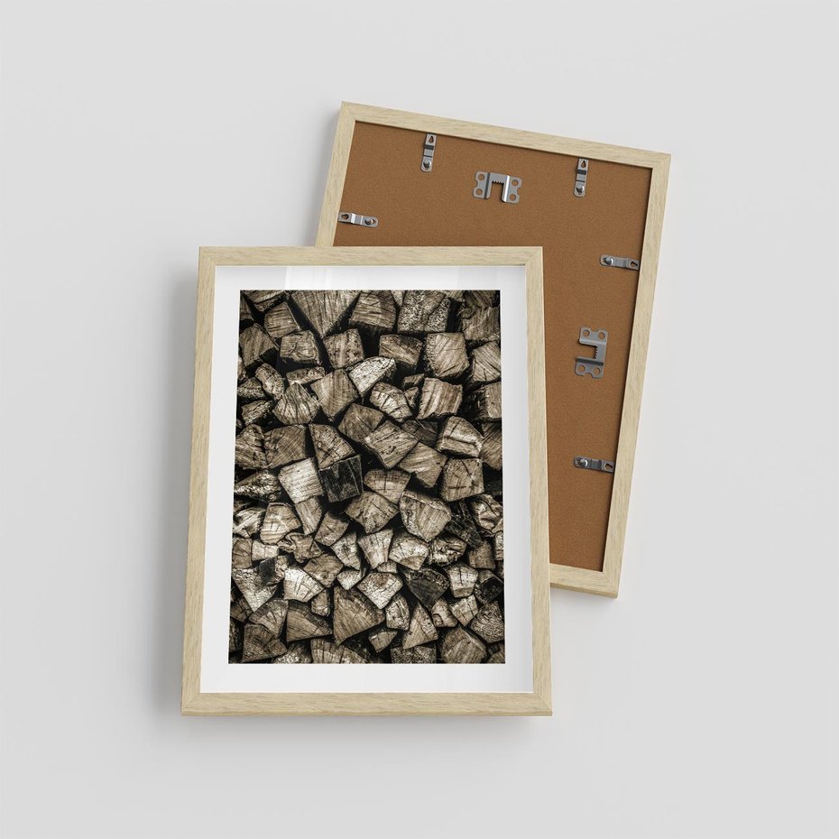 Plakat w ramie 30x40 - Piękno Drewna - belki drewna, drewno - rama drewno