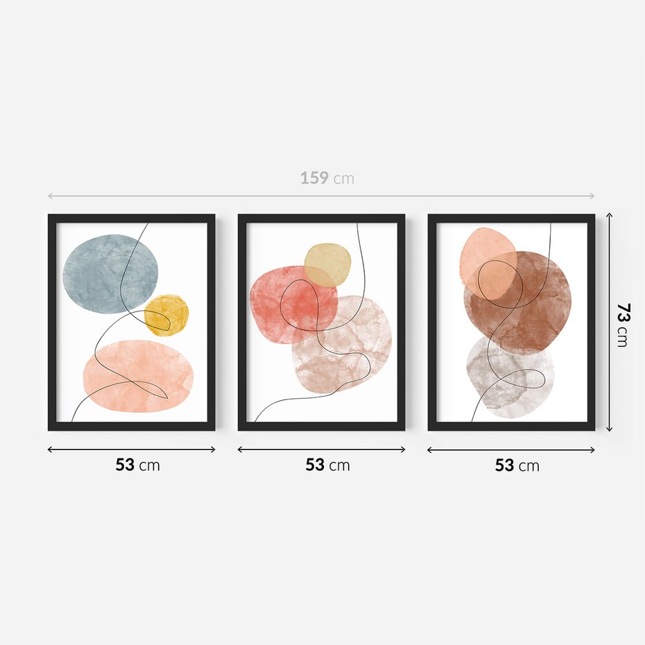 Zestaw obrazy w ramie 50x70 galeria - Abstrakcja, akwarela, plamy - rama czarna