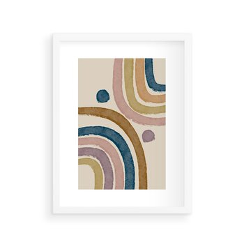 Plakat w ramie 50x70 - Kształtujące Inspiracje - abstrakcyjne tęcze, kompozycja - rama biała
