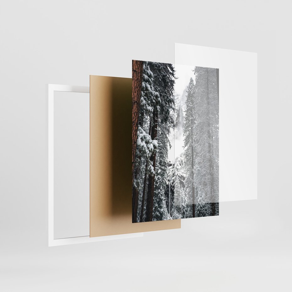 Zestaw obrazy w ramie 50x70 galeria - Zima, w, górach, las, widok - rama biała