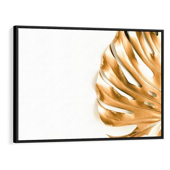 Obraz w ramie 100x70 - Przyjemność dla Oczu - złote, liście - rama czarna