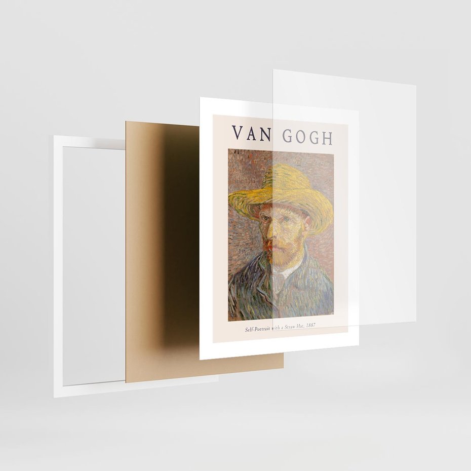 Plakat w ramie 40x50 - Autoportret van Gogha - van gogh, autoportret - rama biała