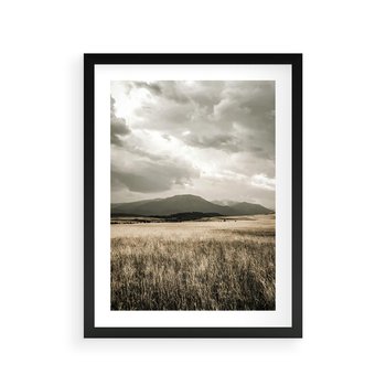 Plakat w ramie 30x40 - Nostalgiczny Krajobraz - pole, krajobraz - rama czarna