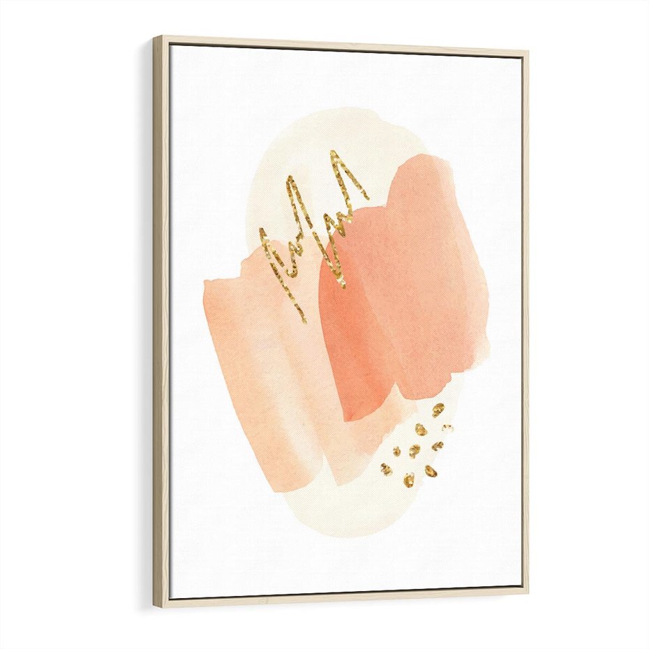 Obraz w ramie 70x100 - Rozbijające Plamy - abstrakcyjne akwarelowe plamy, minimalizm - rama drewno