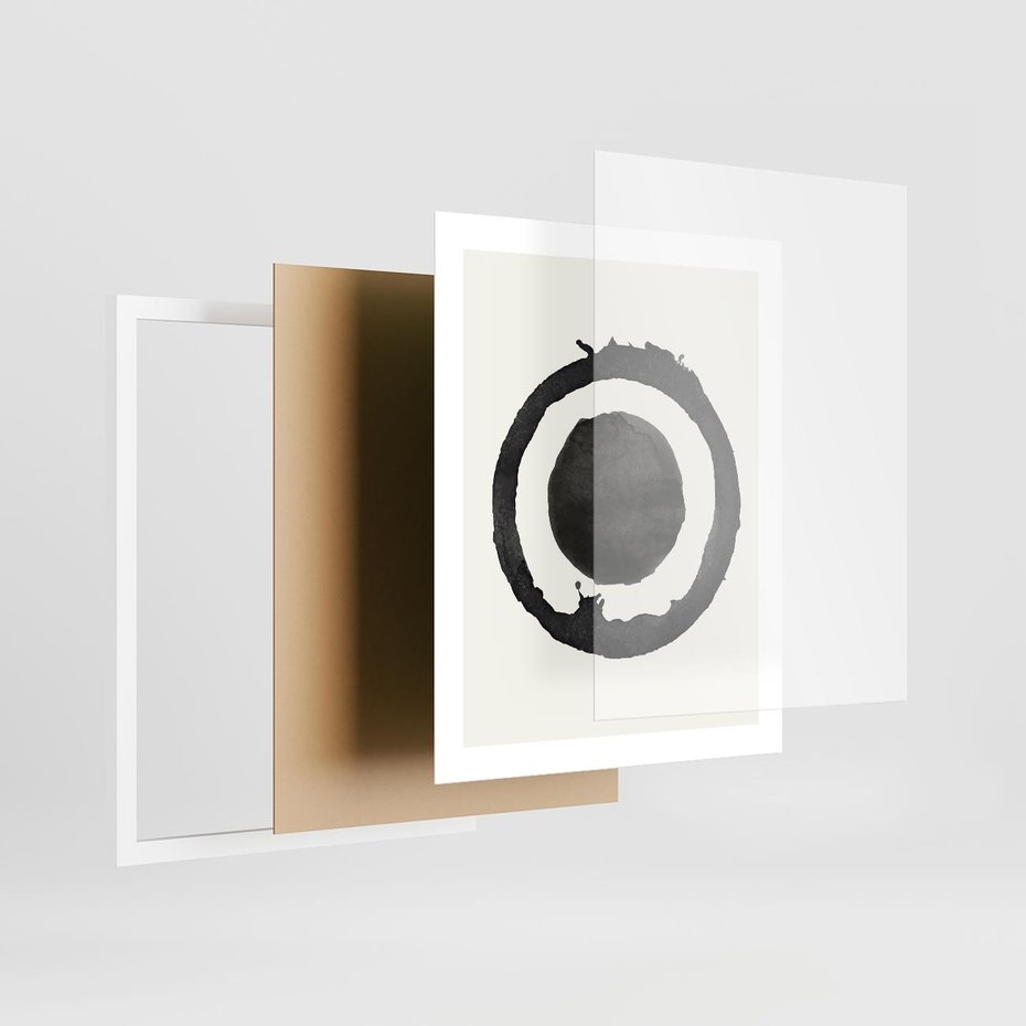 Plakat w ramie 40x50 - Harmonijne Emocje - abstrakcyjne plamy okręgi, akwarelowe - rama biała