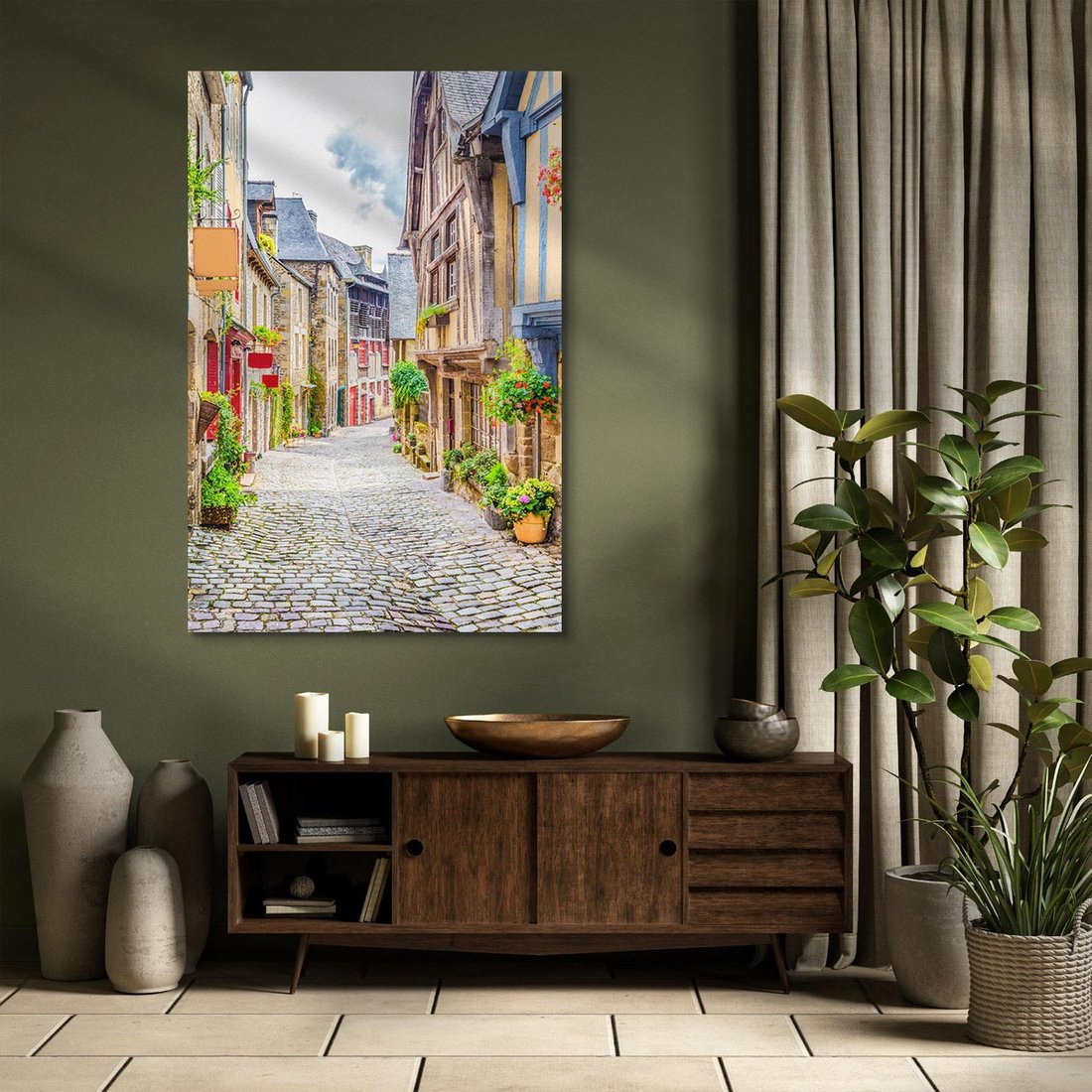 Obraz na płótnie 50x70 - Uliczka w mieście: włoska atmosfera - uliczka, miasto