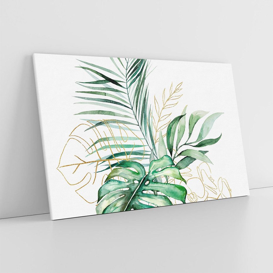 Obraz na płótnie 120x80 - Luksus w Detalu - złote, liście