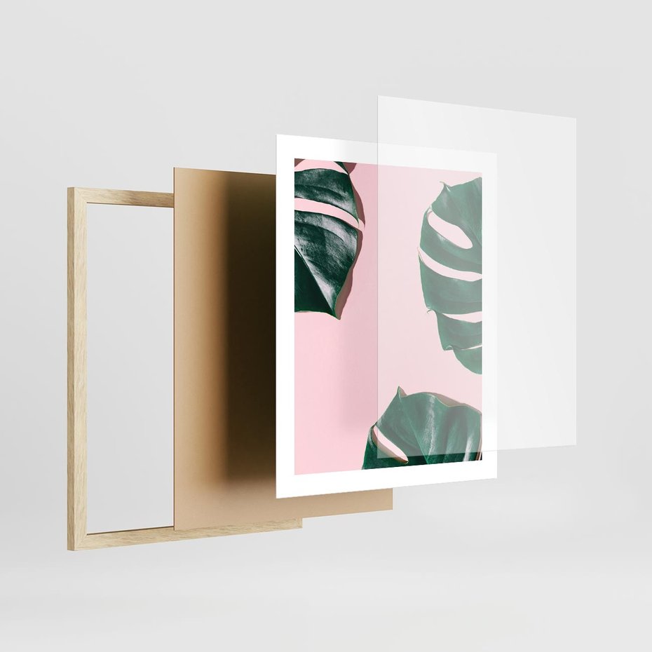 Plakat w ramie 40x50 - Siła Natury - liście, monstera - rama drewno