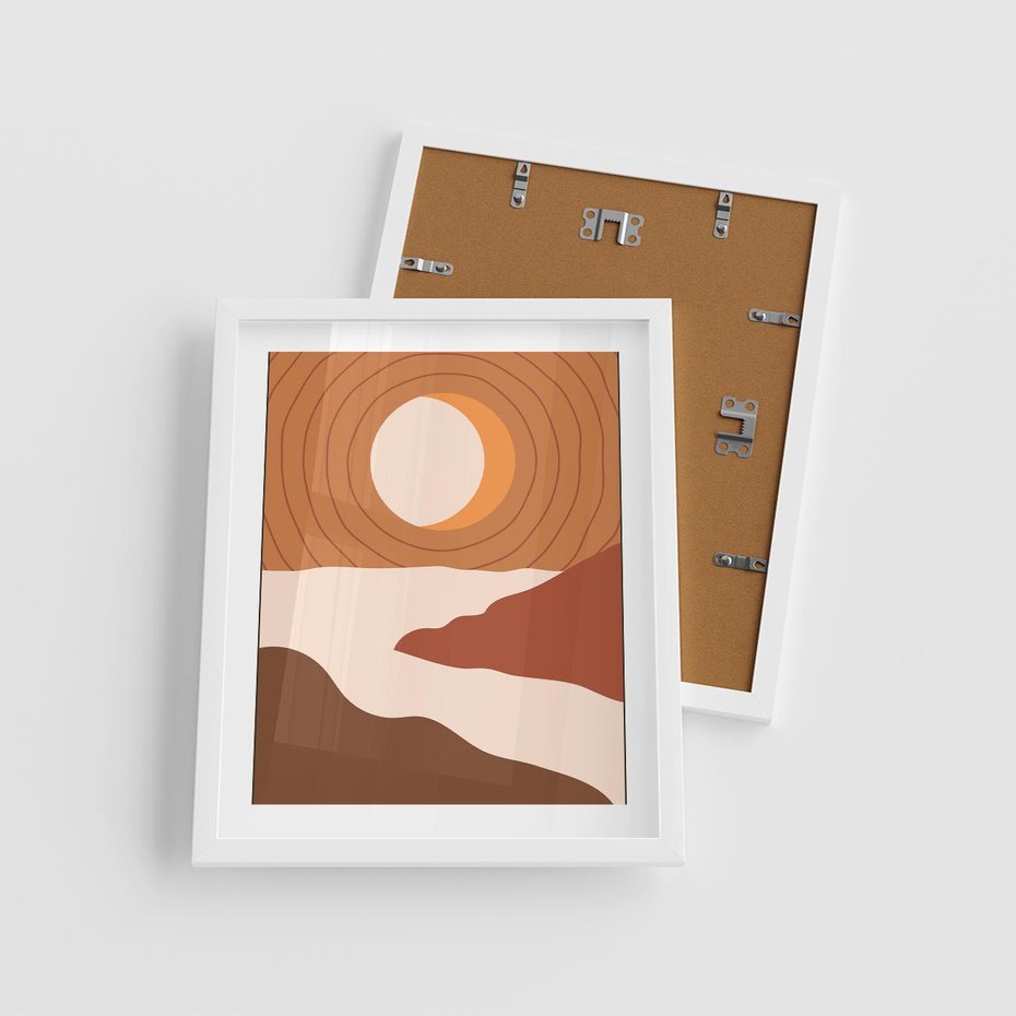 Plakat w ramie 40x50 - Sztuka Zachodu Słońca: Nowoczesna Sceneria - plakat, nowoczesna grafika - rama biała