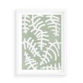 Plakat w ramie 50x70 - Oaza Zieleni - zielona abstrakcja, zgaszona zieleń - rama biała