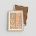 Plakat w ramie 30x40 - Grafika Boho w Odcieniach Pomarańczu - boho słońce, grafika - rama drewno