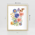Plakat w ramie 40x50 - Migocące Widoki Kwiatów - akwarelowe polne kwiaty, minimalistyczny plakat - rama drewno